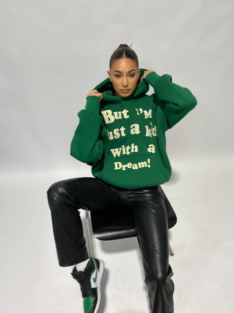 A KID WITH A DREAM HOODIE – PREMIUM QUALITY – PUFF PRINT – GREEN