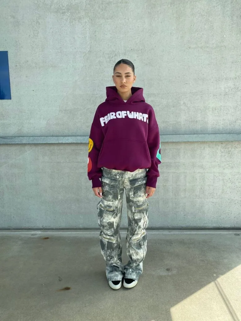 FEAR OF WHAT HOODIE – MULTIPLE PUFF PRINT – BORDEAUX