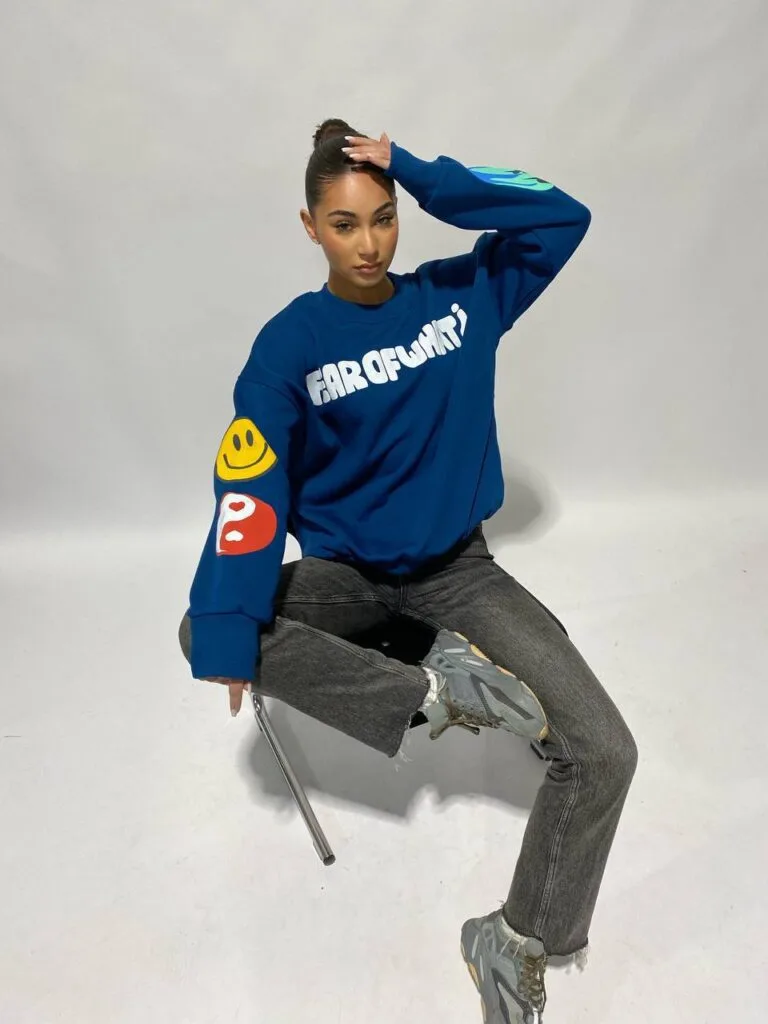 FEAR OF WHAT SWEATER – BLUE – PUFF PRINT