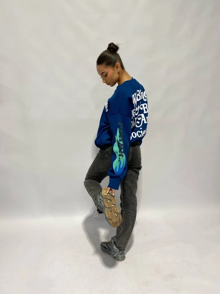 FEAR OF WHAT SWEATER – BLUE – PUFF PRINT