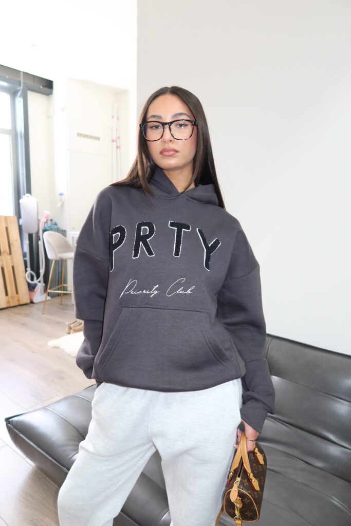 TEDDY PATCH HOODIE – DARK GRAY