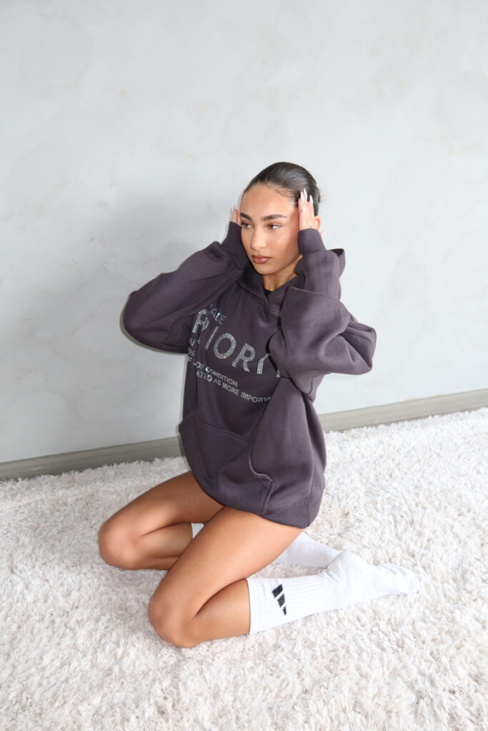 RHINESTONE HOODIE – METEORITE GREY – DIAMOND RHINESTONE