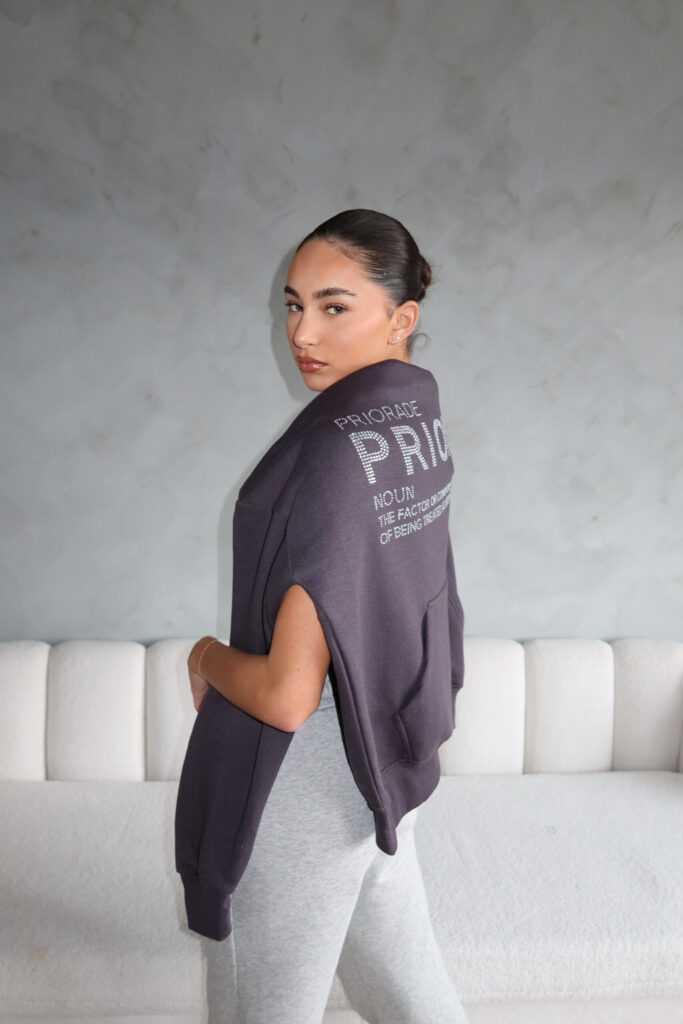 RHINESTONE HOODIE – METEORITE GREY – DIAMOND RHINESTONE