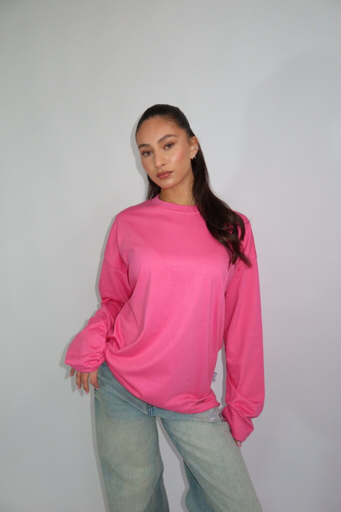 BASIC LONGSLEEVE MET ELASTIEKE BAND – ROZE