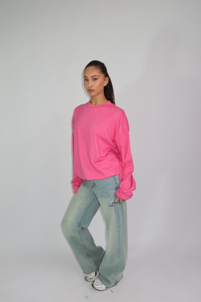 BASIC LONGSLEEVE MET ELASTIEKE BAND – ROZE