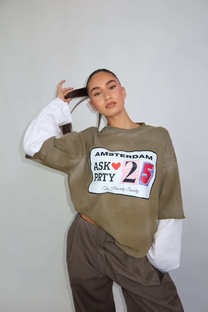 AW26 – ASK PRTY LONGSLEEVE MET BLOUSE MOUWEN – GEWASSEN GROEN