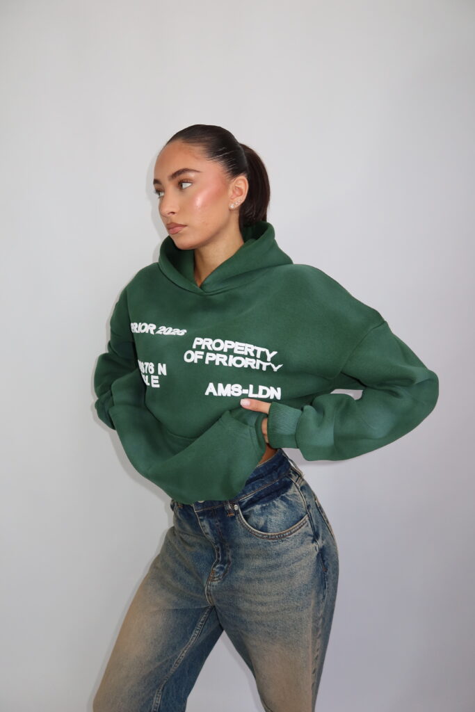 ‘AMS-LDN’ HOODIE – SUN FADED GROEN