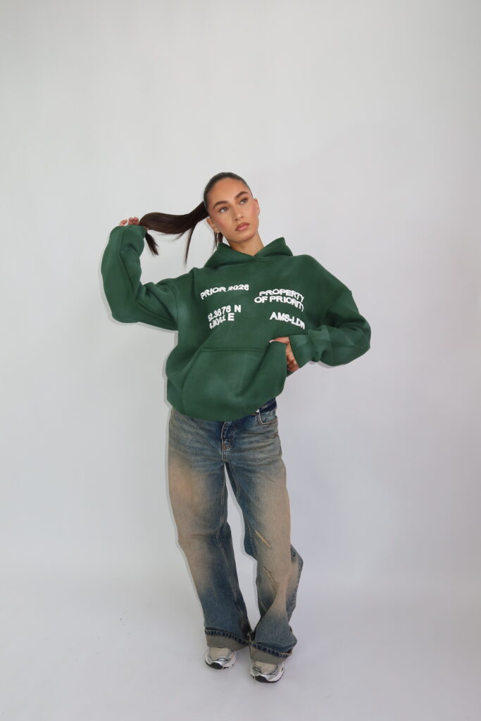 ‘AMS-LDN’ HOODIE – SUN FADED GROEN